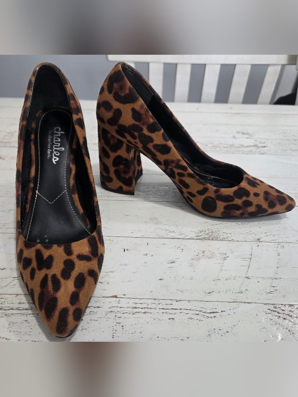 Charles by Charles David Leopard Print Block Heel Pumps - Brown